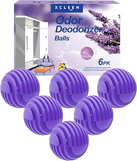 Xcleen Shoe Deodorizer Balls Lavender 6 Pack, Small Spaces Air Freshener | Natural Essential Oil, Long Lasting Sneaker Odor Eliminator, for Car Gym Bags, Drawers and Locker