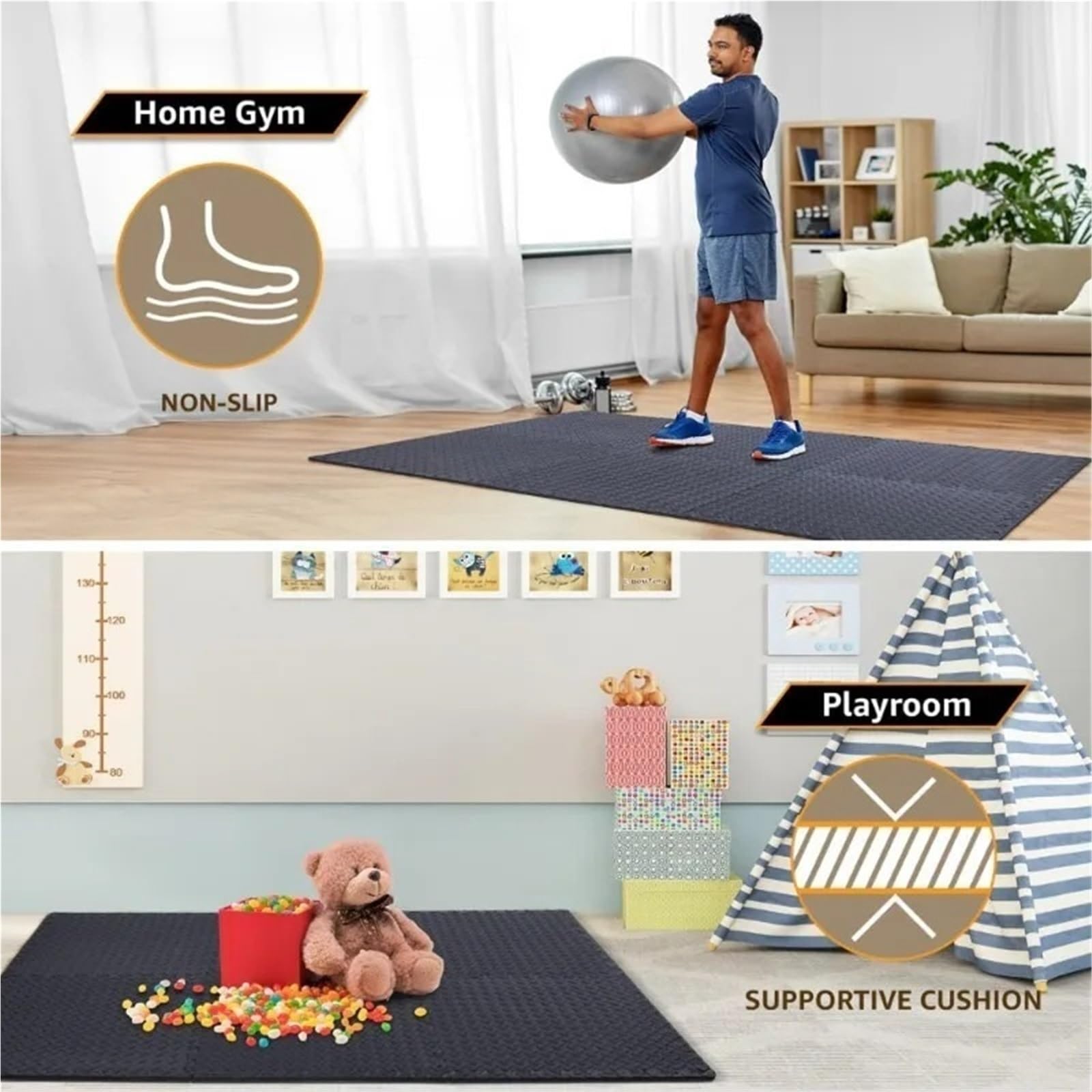 Tappeto Da Fitness A Puzzle Confezione da 24 piastrelle in schiuma EVA x pollici for yoga in palestra a casa
