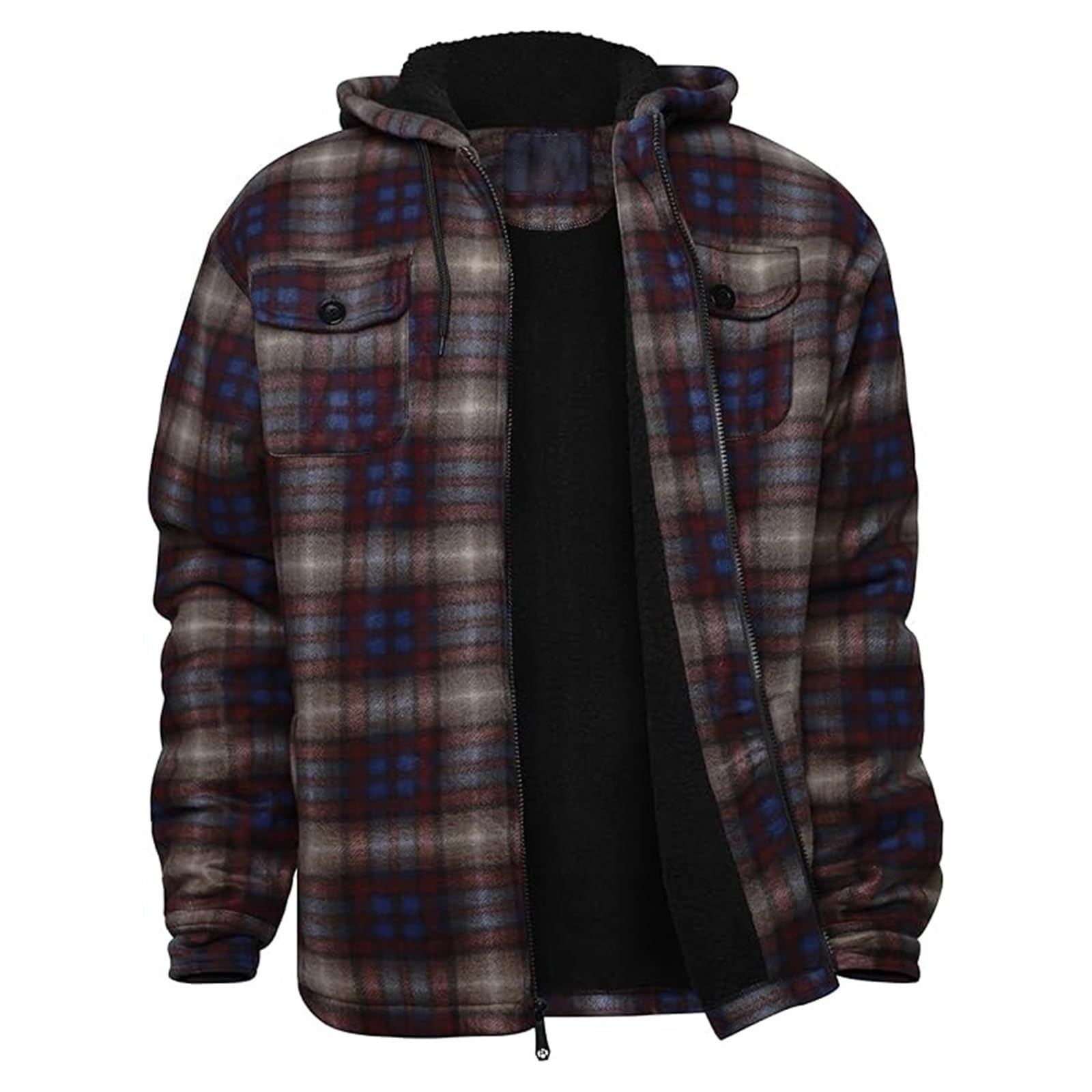 Chaqueta de leñador para hombre, a cuadros, camisa térmica de leñador, forro polar, chaqueta de entretiempo, cálida con capucha, chaqueta de invierno, deportiva, chaqueta de invierno