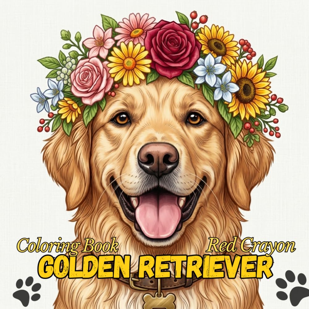 Golden Retriever Coloring Book: 50 Stress Relieving Coloring Pages, Perfect Gift for Dog Lovers