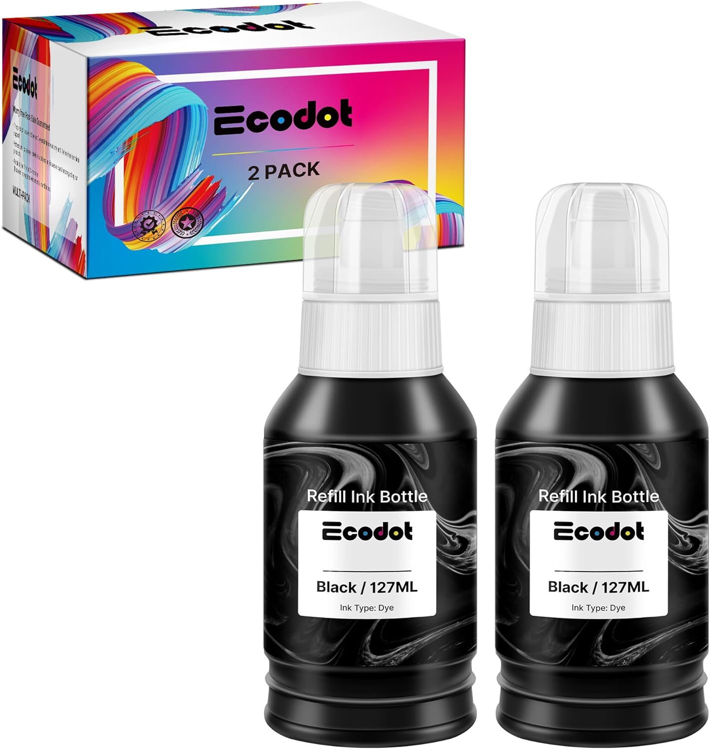 for 532 EcoTank Ink Bottles Black Remanufactured for Epson 532 Black Ink Bottle Use with ET-M1100 ET-M1120 ET-M1170 ET-M2170 ET-M3170 ET-M3180, T532120-S (2 Pack)