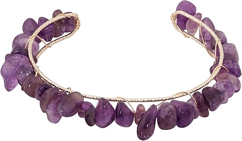 MINACHI Brazalete envuelto en alambre de aventurina verde bohemio, ajustable, hecho a mano, con cuentas gruesas para mujer