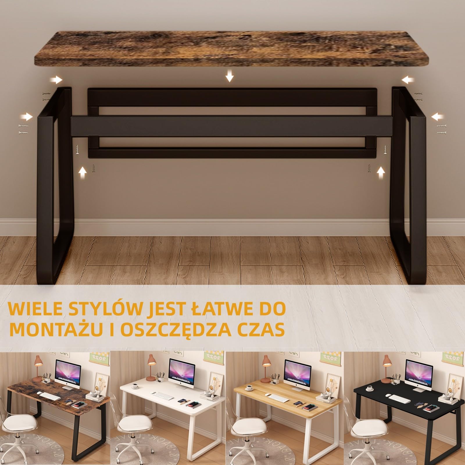 Biurko Komputerowe, Stół do Pisania Prosty Styl, Nowoczesne Biurko Domowe do Sypialni