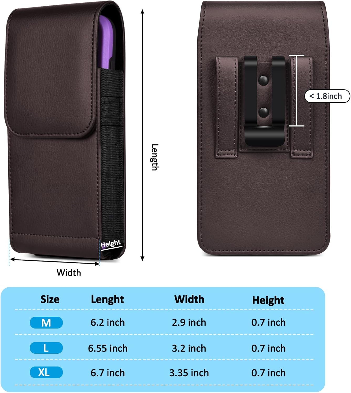 Leather Phone Holster with Strong Metal Belt Clip and Magnetic Closure Compatible with iPhone 16/15/14/13/12 Pro Max, Galaxy S25/S24/S23/S22 Plus & FE, L-Coffee - Image 7