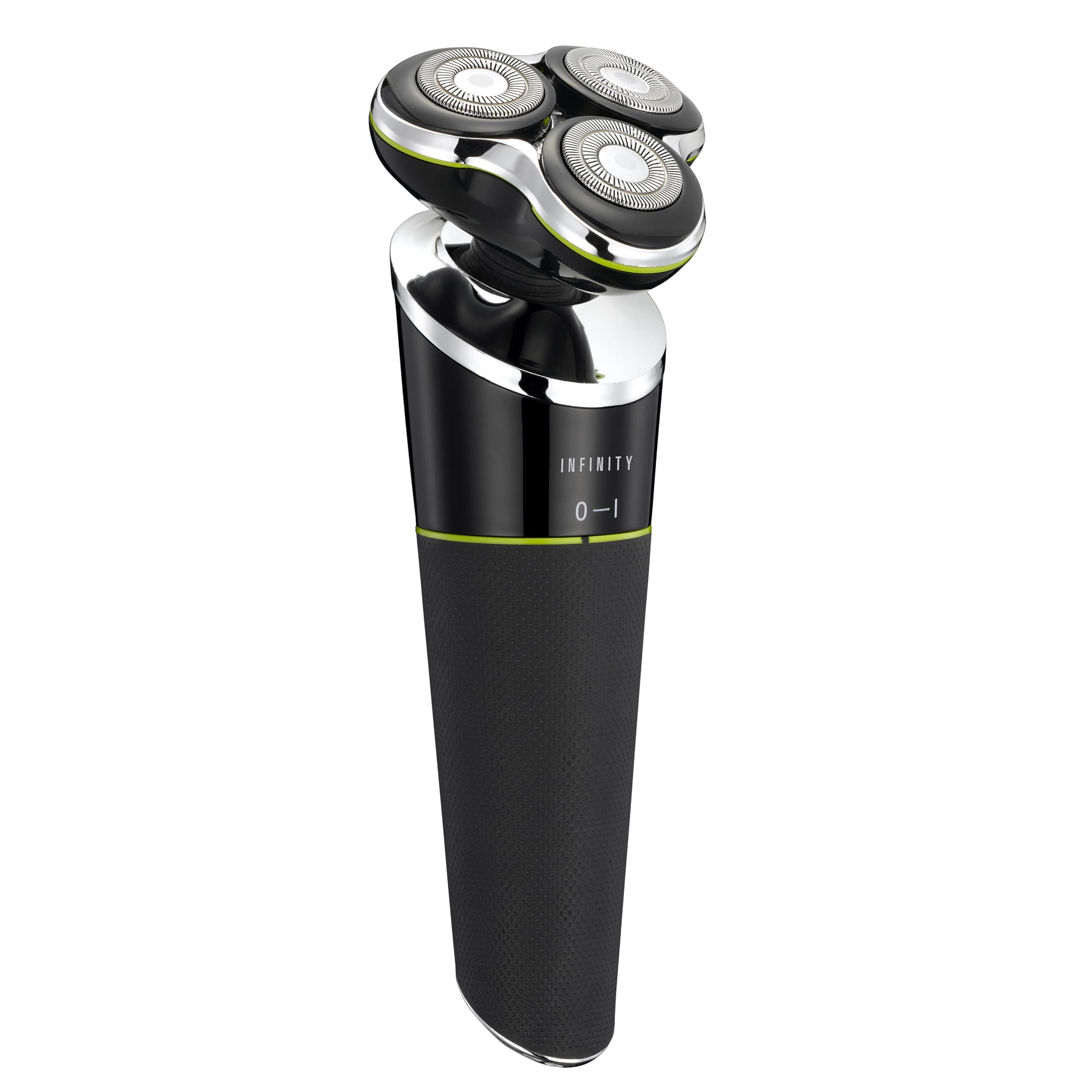 Melissa Infinity16680051 Rasierer für Herren - Elektrischer Rasierer - Barttrimmer - drei rotierende Köpfe - integrierter Akku - Ladeindikator - Ladehalterung - schwarz