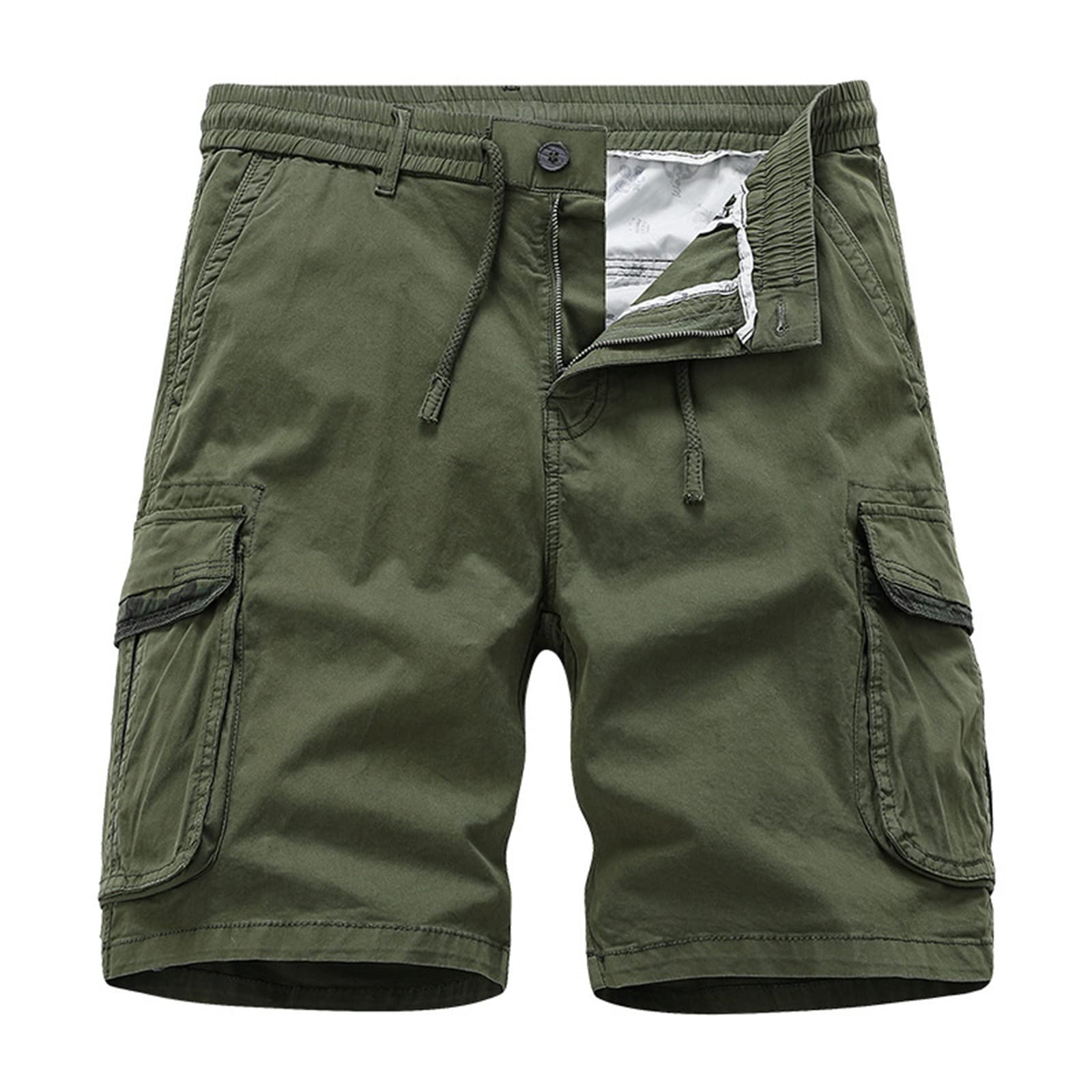 ADXFWORU Pantalones cortos de ocio para mujer, pantalones cortos cargo de algodón, multibolsillos, para exteriores, transpirables, bermudas, pantalones cortos de trabajo, con cremallera, ajuste