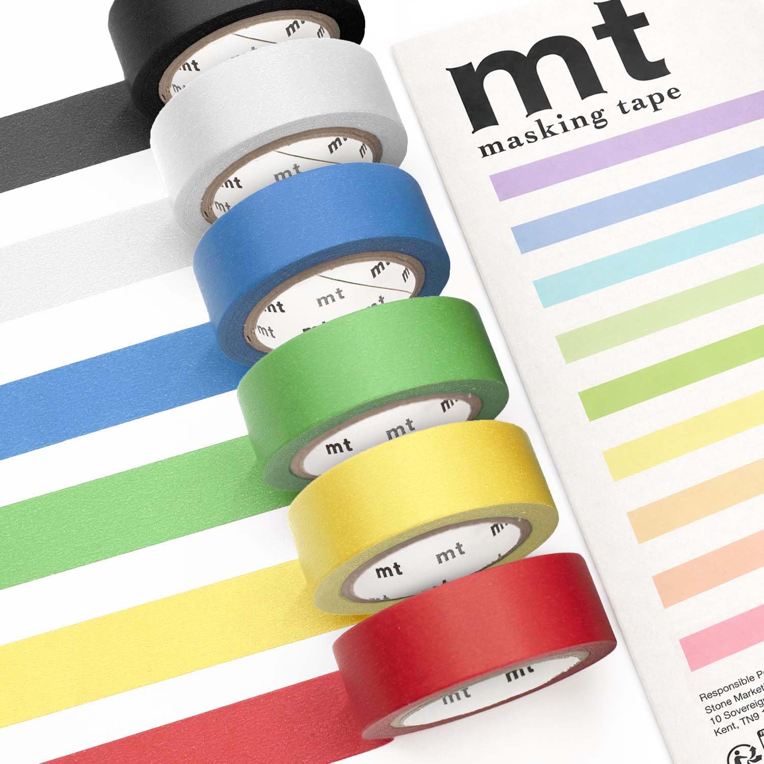 MT Washi Masking Tape - Kamoi Paper Washi Adhesive Tape - 15mm * 7m (Essential 6 Pack)