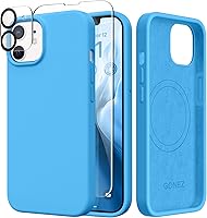 Vista 238 de GONEZ Funda de silicona para iPhone 14 Pro Max, compatible con MagSafe, con protector de pantalla + protector de lente de cámara, silicona líquida a