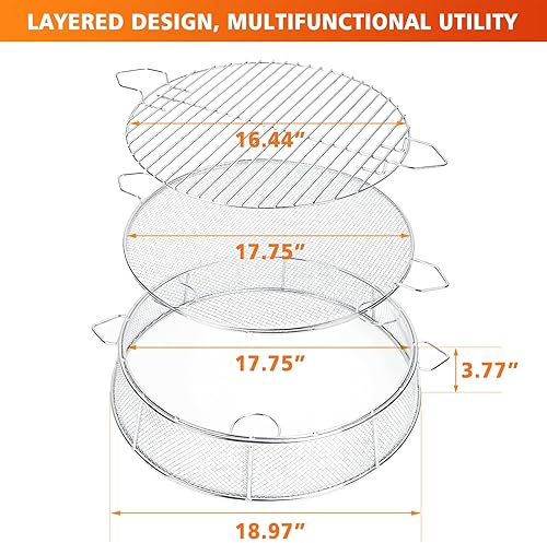 Miniatura 7 de Hisencn Shield for Solo Stove Bonfire 19.5 pulgadas, acero inoxidable 304 protector de chispas para fogata y parrilla de cocina y soporte para