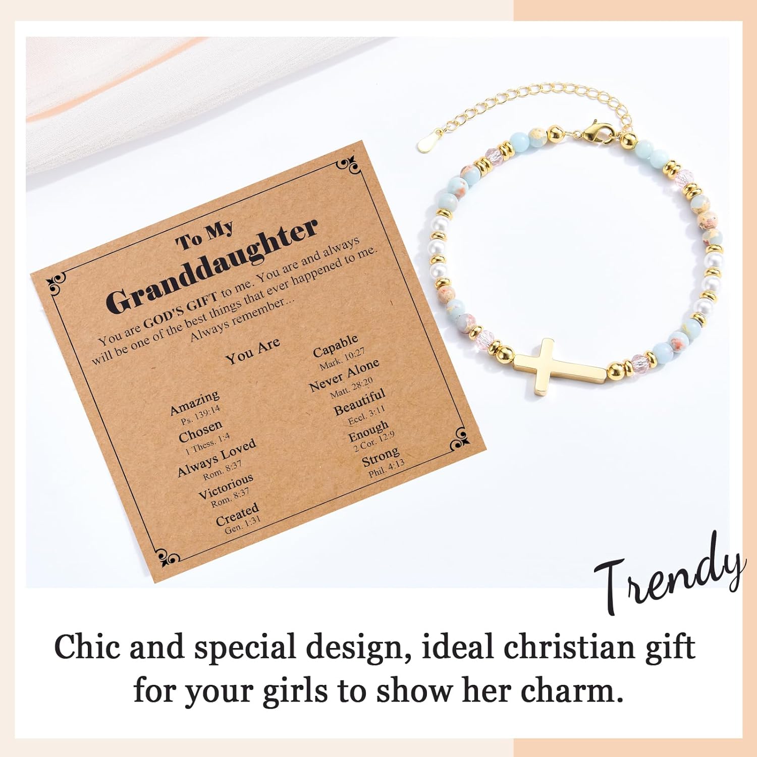 Gift for Teen Girls Christian Cross Bracelet for Women Birthday, Christmas Stocking Stuffers, Baptism, Confirmation, First Communion Easter Jewelry - Image 3