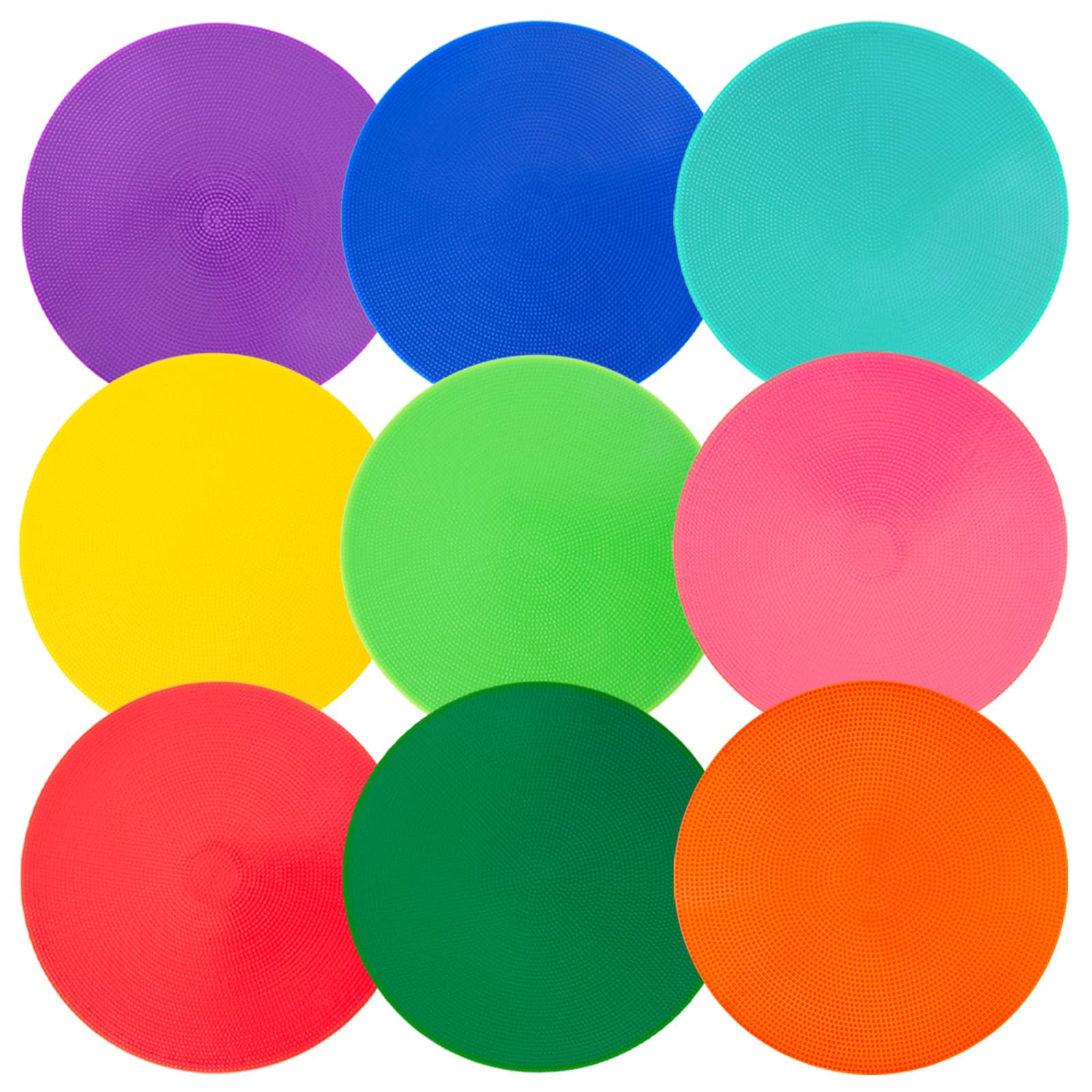 LZKIB Spot Markers 9 Inch 9 Pcs Non Slip Rubber Floor Markers Flat Field Cones Poly Dots for Soccer Basketball Sports Speed Agility Training and Drills