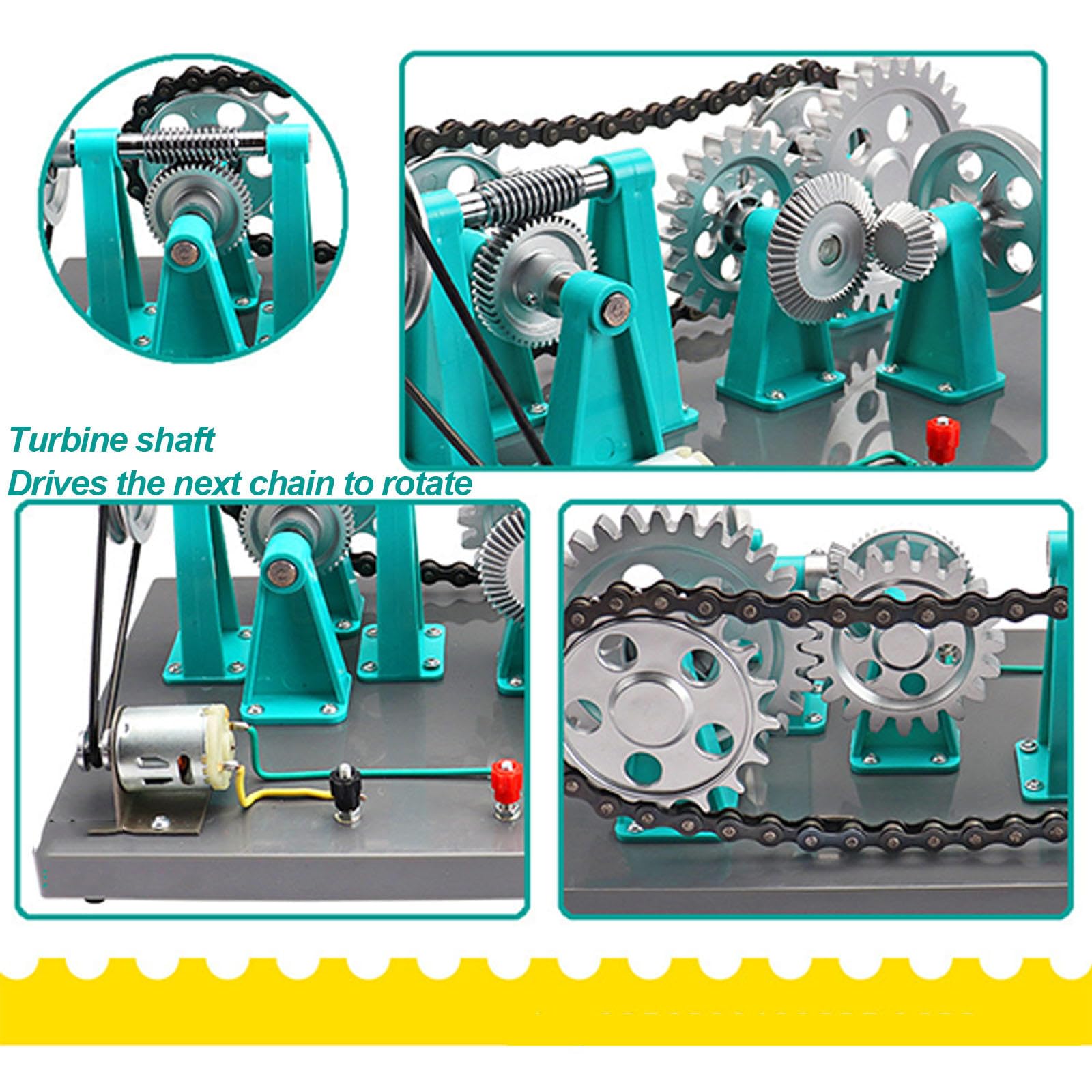 Modelo de Transmisión Mecánica, Instrumento de Enseñanza de Experimentos de Física, Seis Formas de Transmisión, Accionamiento Eléctrico de CC para El Aprendizaje de Los Estudiantes