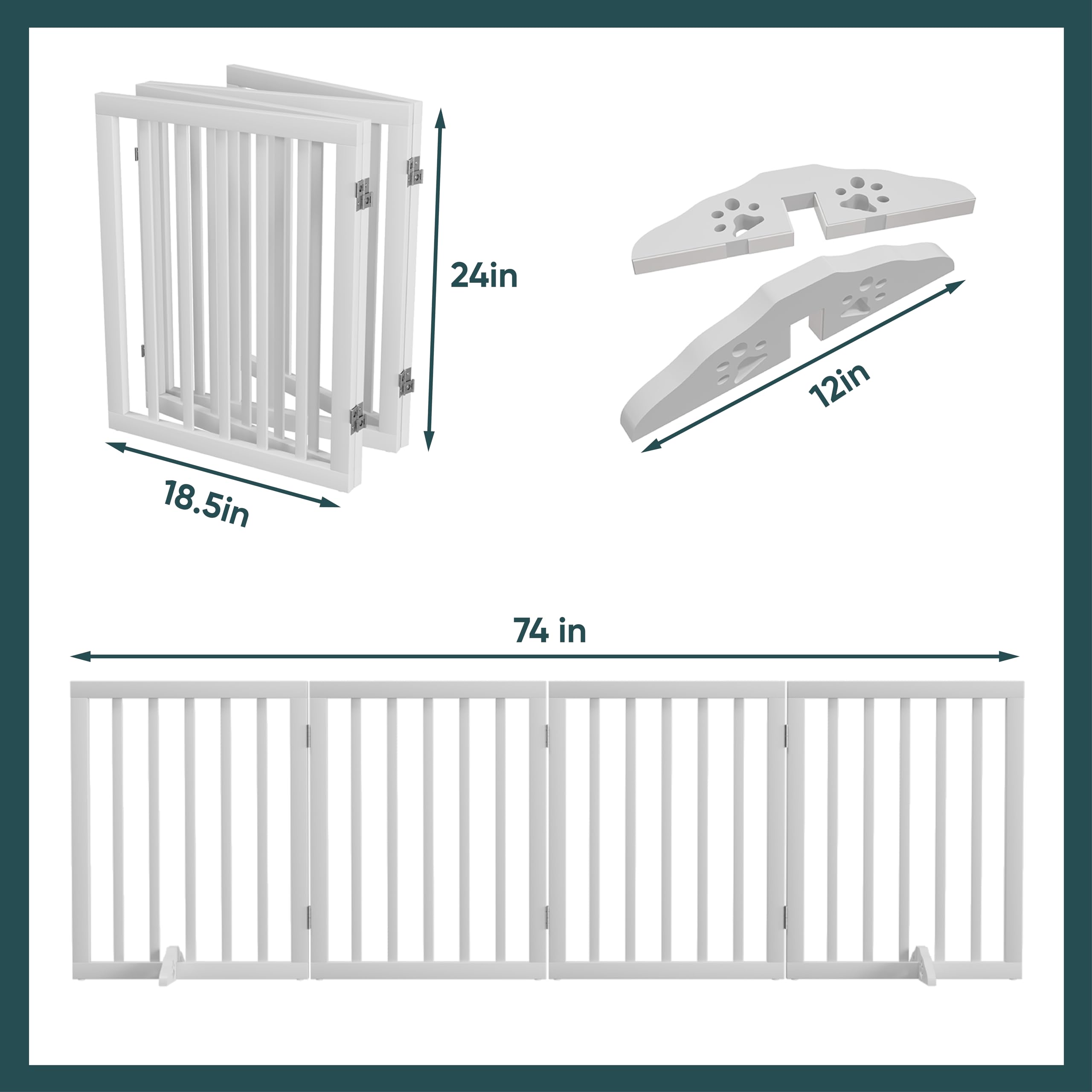 Gate For Stairs DCee Solid Acacia Wood Dog Gate, Feestanding Dog