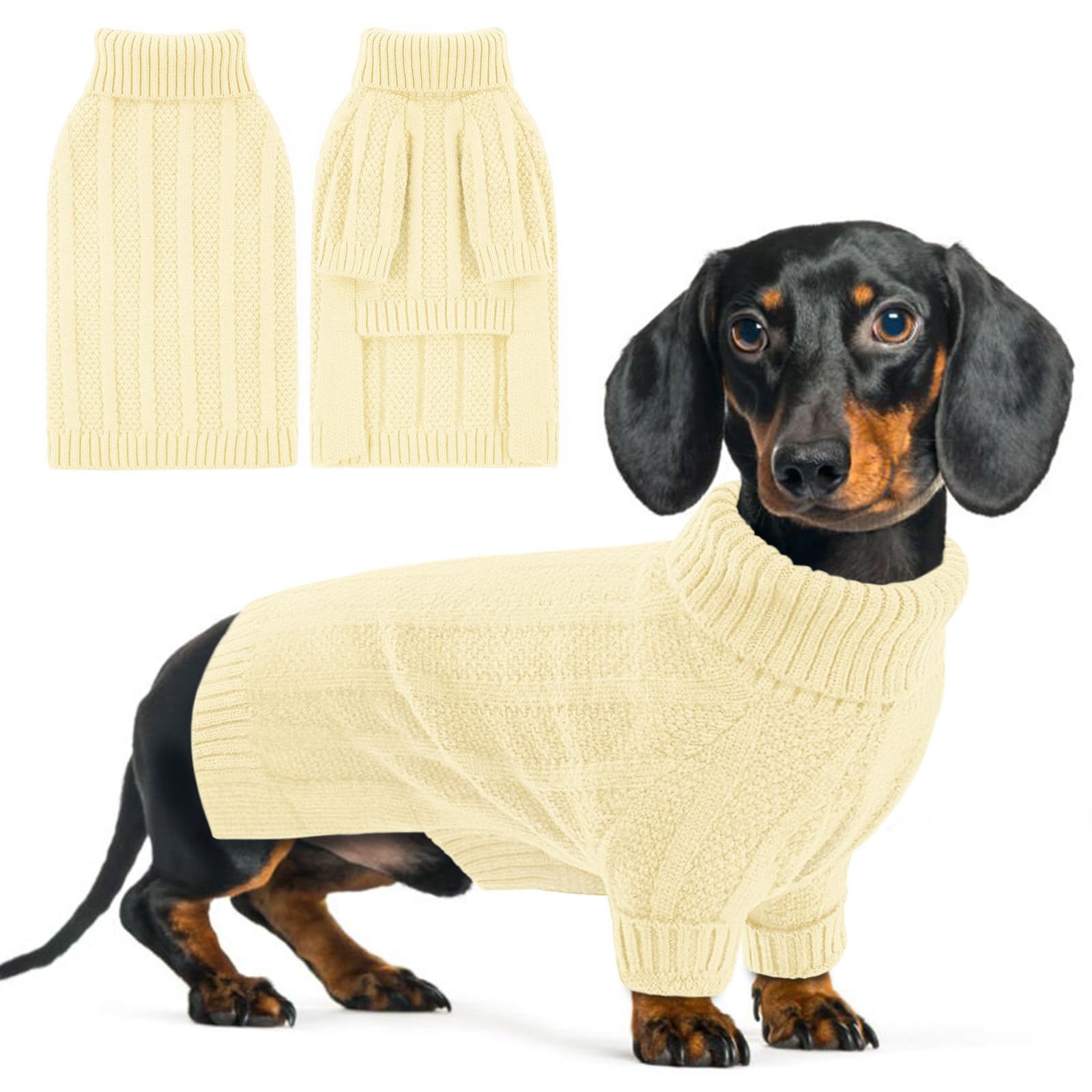Queenmore Dog Jumper XS, Cozy & Stretchy Puppy Sweater for Small Puppy Chihuahua, Teacup, Cats (Light Apricot, XS)