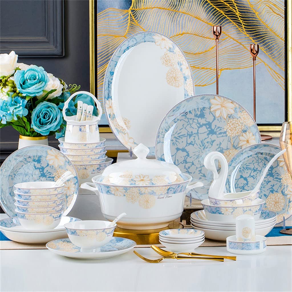60-częściowy zestaw naczyń z porcelany kostnej Miska na jedzenie Naczynia do sushi Talerze do ramenu Zestaw obiadowy Przybory kuchenne Akcesoria