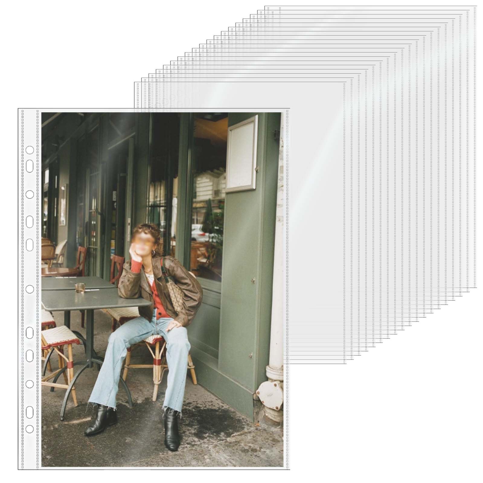 XiowDow 20 Sheets A4 Binder Sleeves Plastic PP Photocard Sleeves 11 Holes 1 Pockets Card Holder Clear Top Loading Page Protectors for 3 Rings Binder Trading Baseball Cards (1 Pocket)