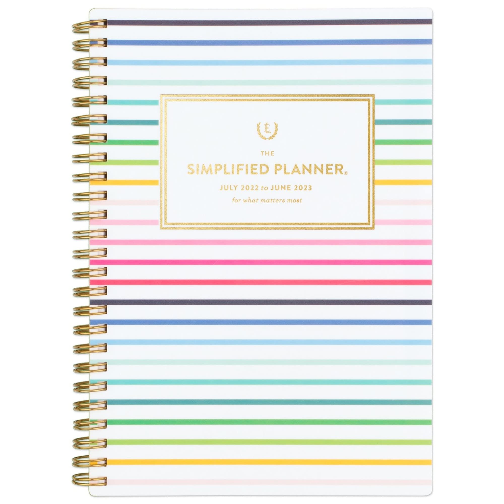 AT-A-GLANCE 2022-2023 Planner, Weekly & Monthly Academic, 5-1/2" x 8-1/2", Small, Simplified by Emily Ley, Happy Stripe (EL80-200A)