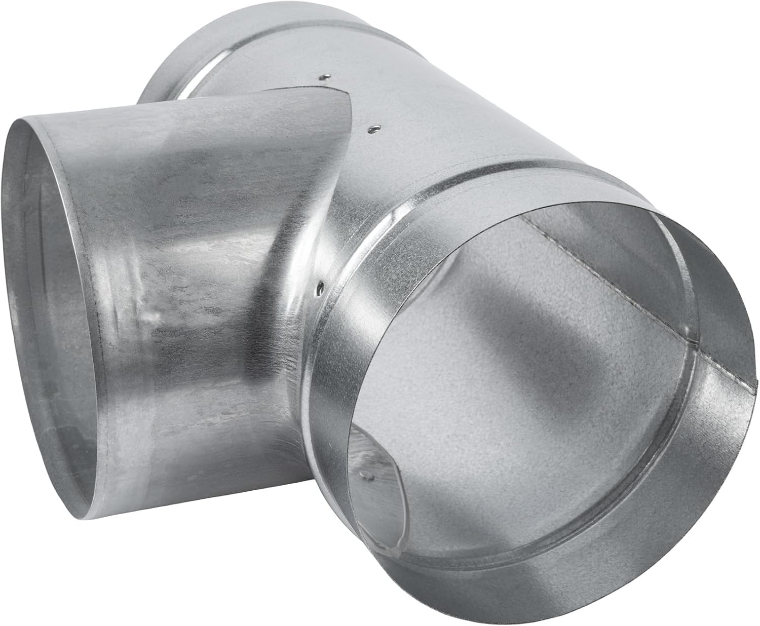 90° Degree Ø6 x 6 x 6 Inch T Shape Duct Splitter - Metal 3 Way Fitting Adapter - Galvanized Steel Round Duct Hose Dryer Branch - Home, Industrial, Heating HVAC Ventilation - Ducting Connector