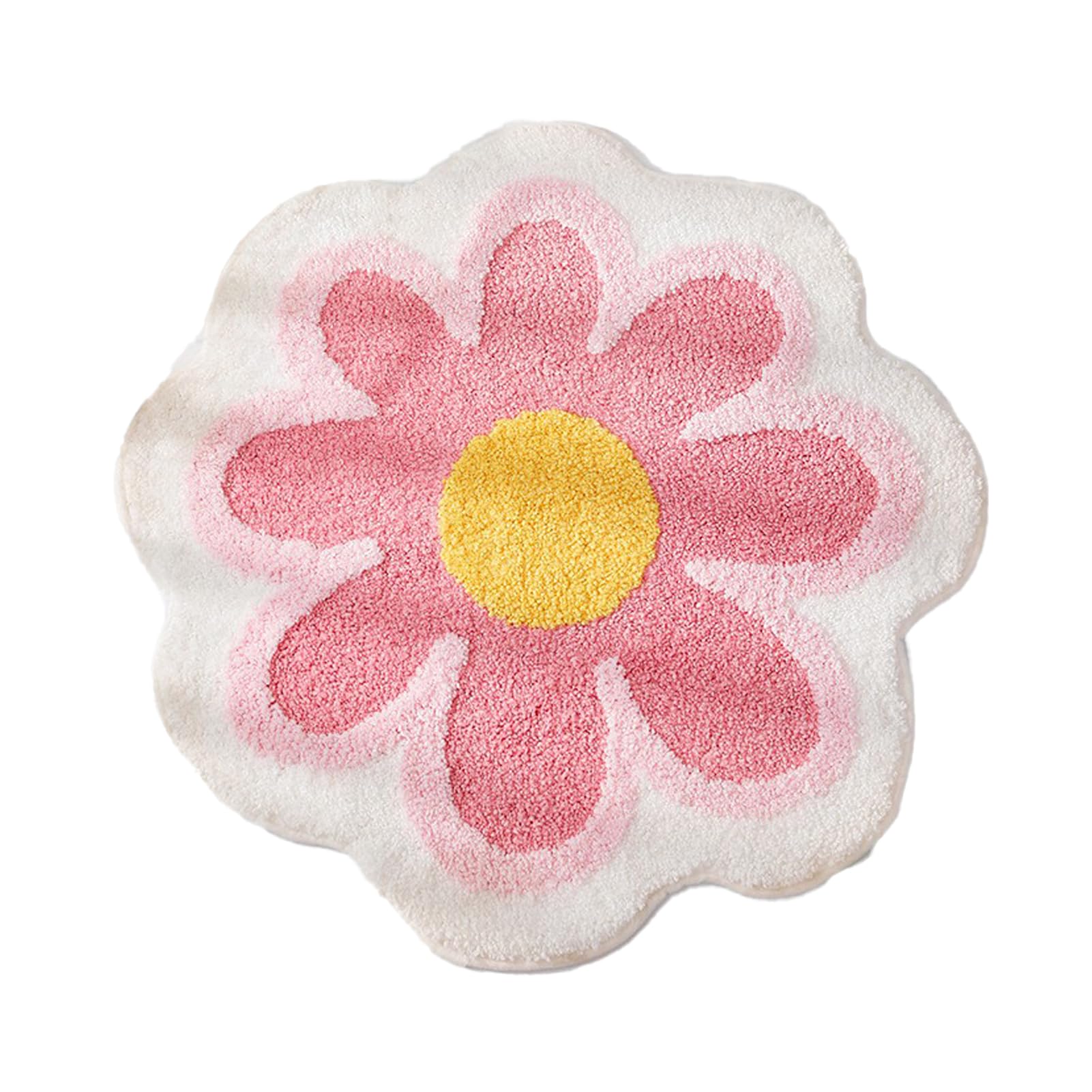 Cute Flower Bath Mat Flower Shaped Bath Rug Non Slip Floral Bathroom Mat Soft Absorbent Bathtub Floor Mat for Bathroom Toilet Doorway Decor(#1)