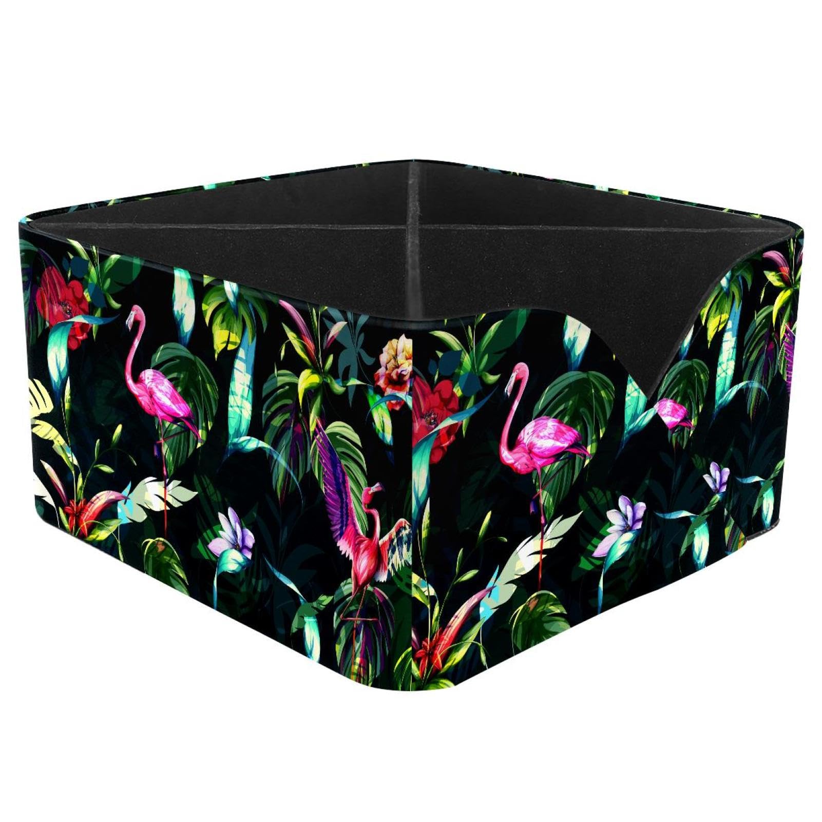 KengjuTesu Greater Flamingo Palm Leaves Desktop Organizer Pen Holder, Rectangular Pencil Cup for Office, Study and Makeup Stations