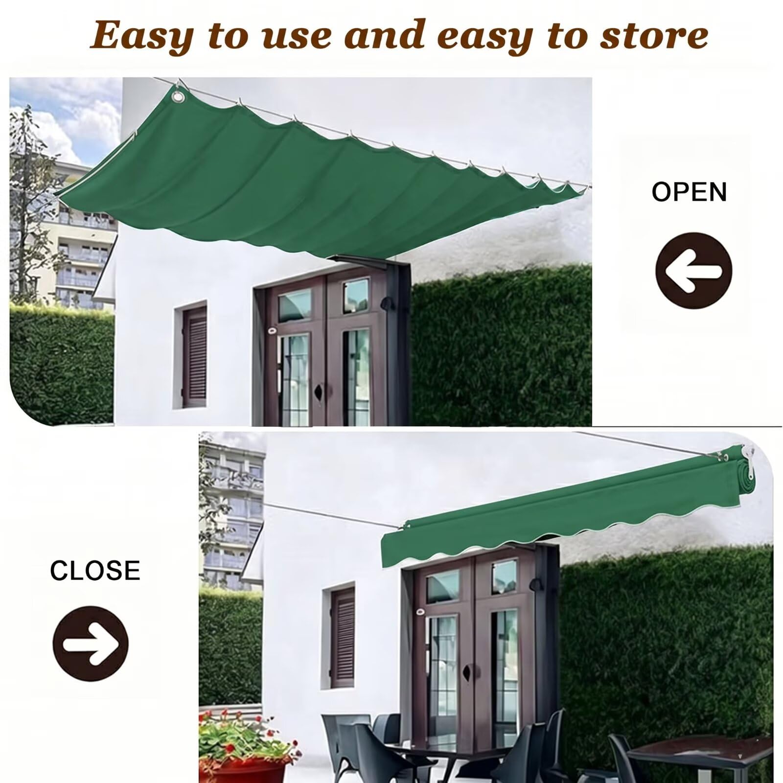 Wellen Sonnensegel Ausziehbar 2.5x3m Seilspannmarkise 230g² Wasserdicht | 230g/m² Oxford-Gewebe blockiert UV-Strahlen,wasserdicht,hitzeisoliert,langlebig,flexibel ausziehbar & leicht zu montieren.