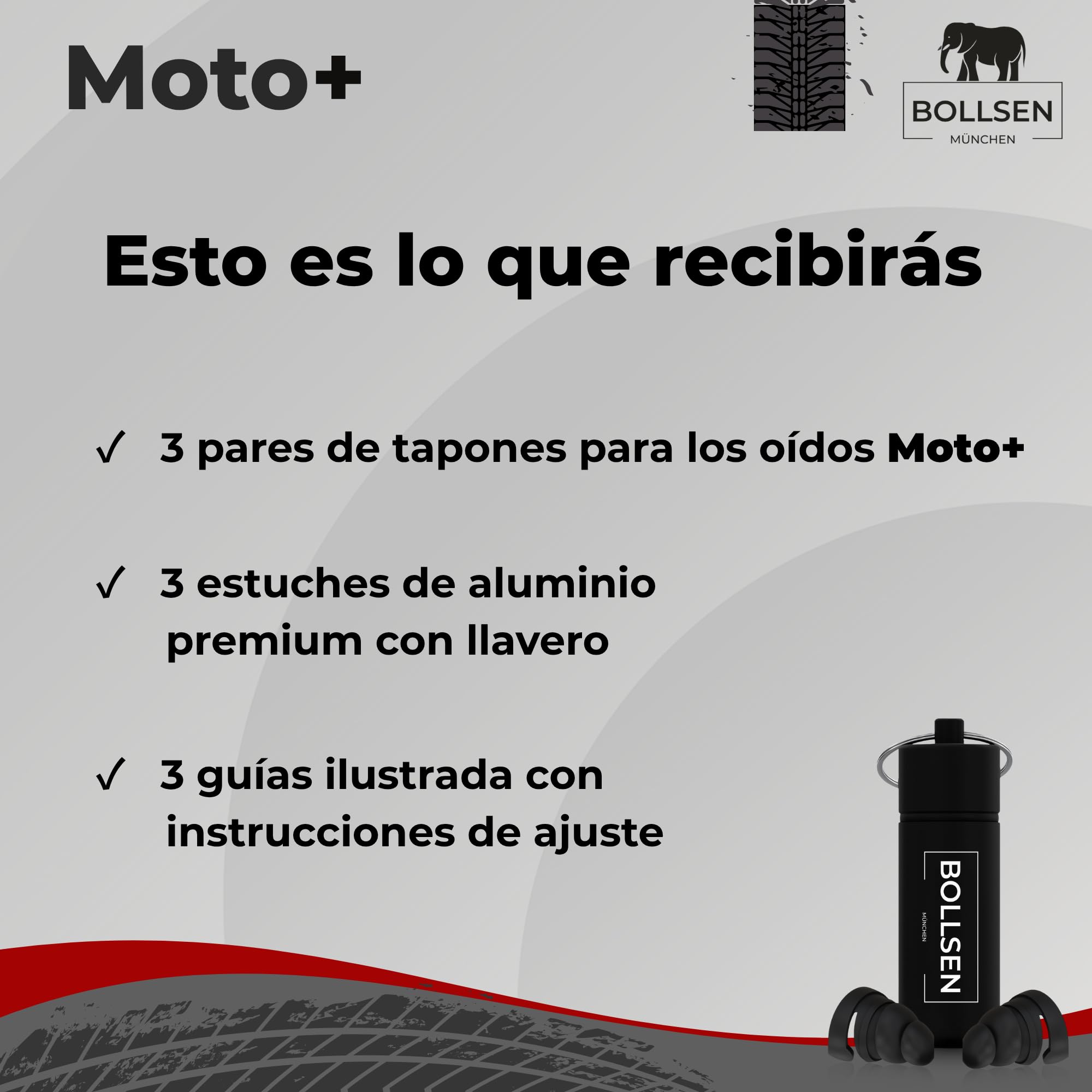 BOLLSEN Tapones para Moto – Tapones Reutilizables para Motoristas – Reducción del Ruido del Viento con 24 dB SNR – Se Ajustan Bajo el Casco – Lavables, Duraderos y Cómodos para el Uso Diario (3)