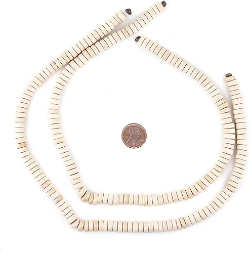 Vista 2 de The Bead Chest Cuentas de madera natural de disco crema (0.157x0.315 in) hilo de madera ecológico orgánico para joyería de bricolaje, manualidades