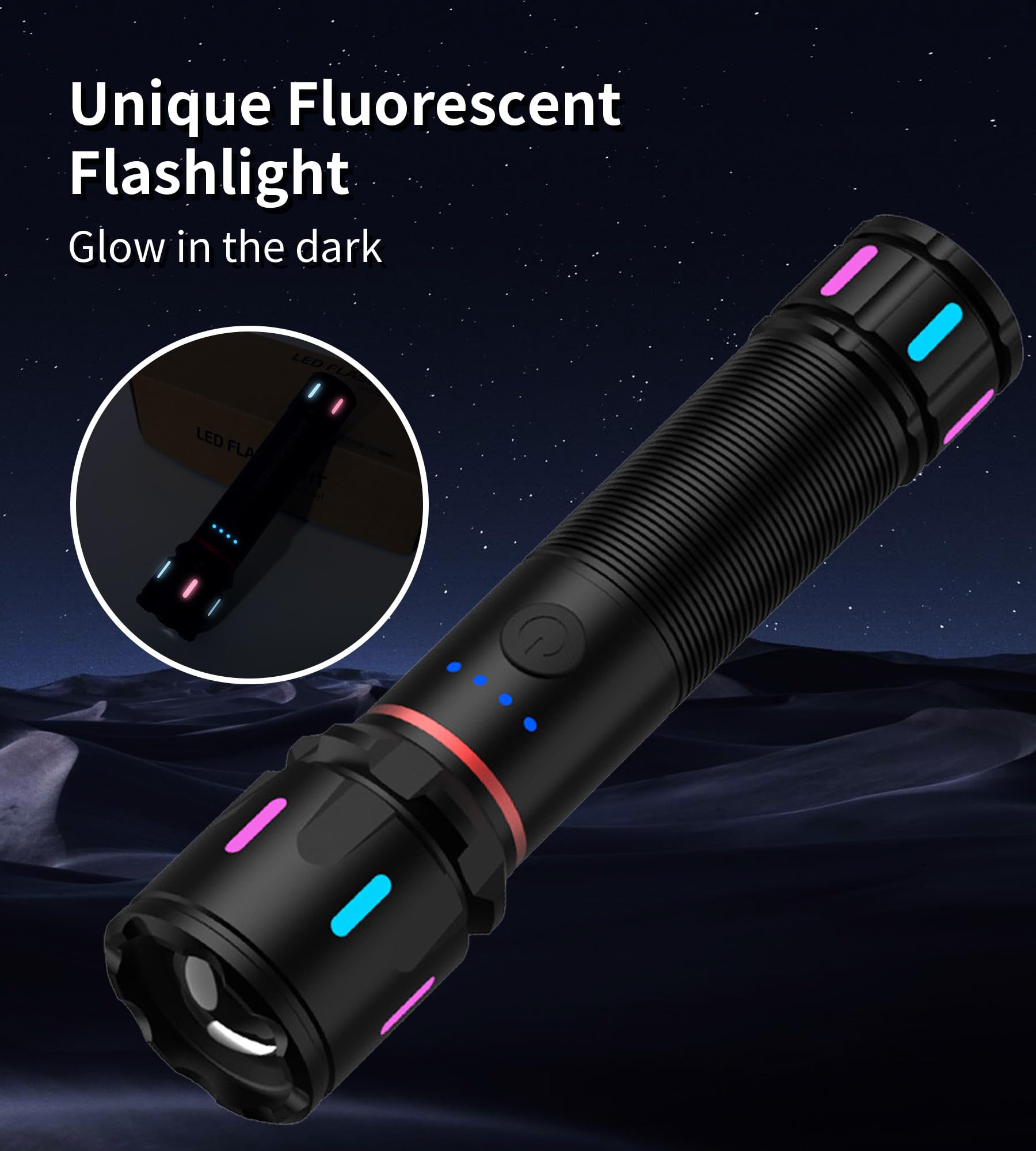 wahliwahli LED Rechargeable Flashlights High Lumens, 1500+ Lumens Super Bright Zoomable Fluorescent Flashlights, Waterproof Powerful Flash Light Multifunctional Flashlights for Home Camping Hiking