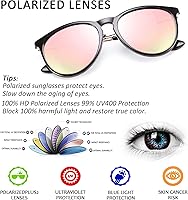 Vista 2 de FEISEDY Gafas de sol polarizadas para mujer y hombre, estilo vintage, redondas, clásicas, espejadas, B2571