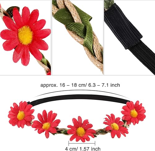 Miniatura 3 de Bememo Juego de 24 piezas de disfraz de diadema hippie de cristal de los años 70 y 60, accesorios para mujer, incluye 12 diademas de flores, 12