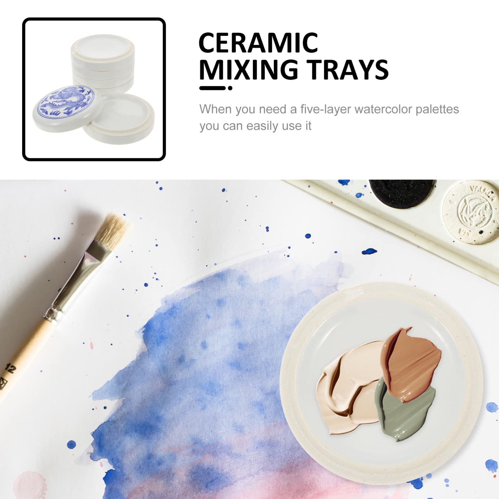 MAGICLULU Set di Palette Ceramiche a 5 Livelli per Acquerello, Bianco