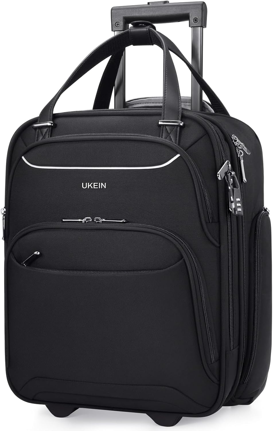 Underseat Carry On Luggage with Wheels, 16 Inch Soft Sided Lightweight Personal Item Travel Suitcase, Rolling Carry On Travel Bag for Men & Women