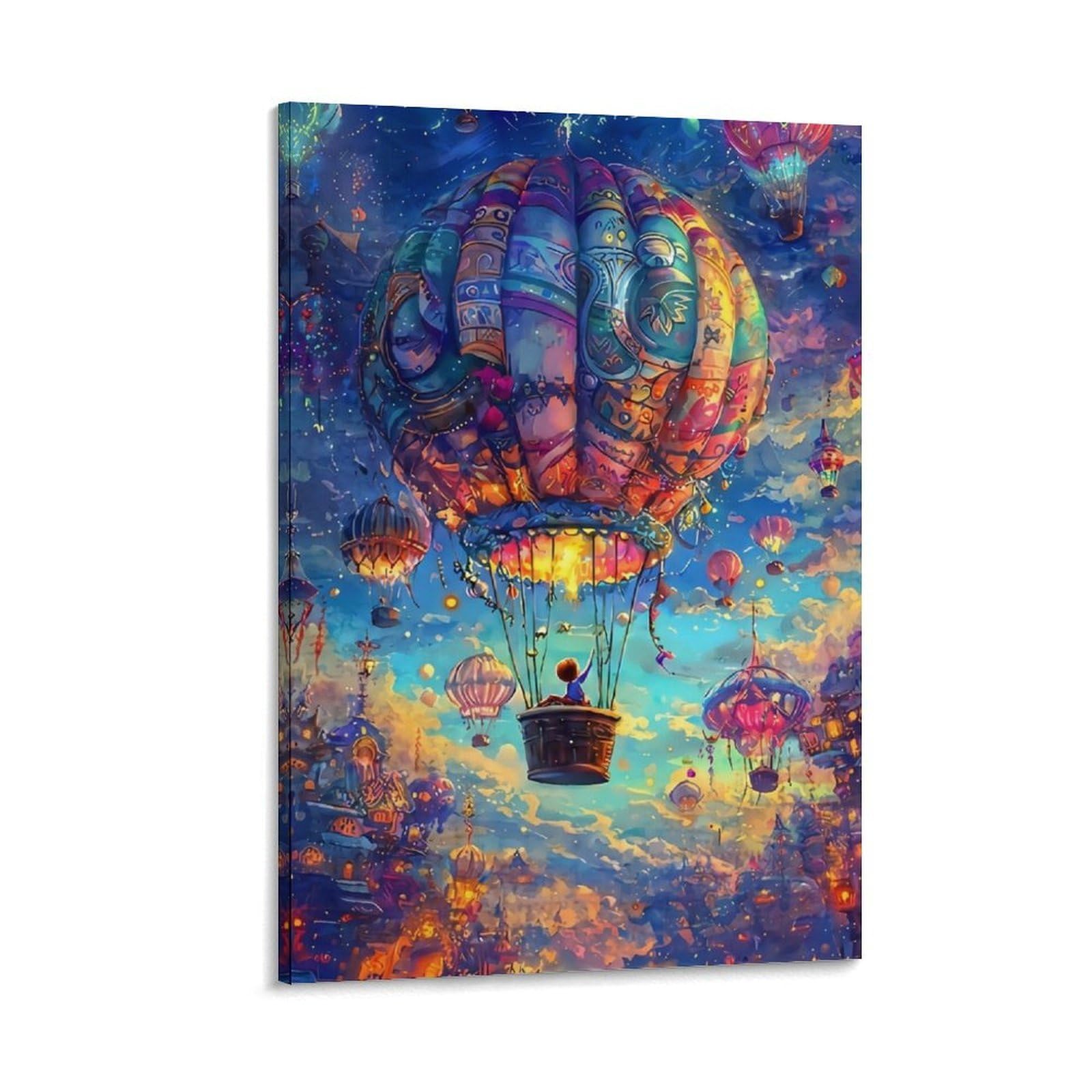 DHBANEIOK Fantasy Balloon Flight Poster Artwork Canvas Prints Picture Modern Canvas Wall Art Picture Wall Hanging for Home Decorations 20x30inch(50x75cm)