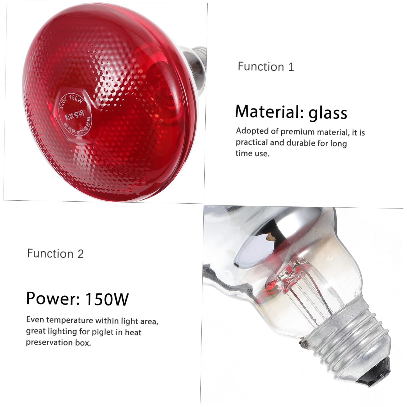 Uonlytech 2 Uds Lámpara De Preservación del Calor De Cría Lámpara De Calor para Pollitos Luz De Calor para Pollos Bombillas De Lámpara De Calor Lámpara De Calor para Pollos Lámpara De Calor