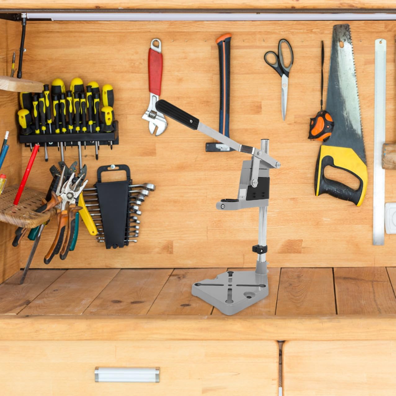 Gatuida Multifunctional Portable Drill Press Stand for Hand Drill Sturdy Holder for Efficient Workbench Use Clamp Support Tool for Electric Applications