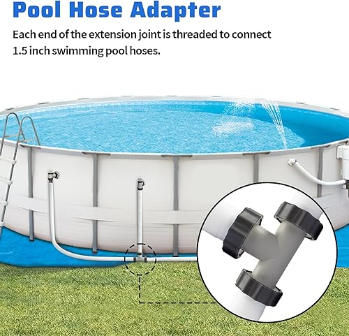 Miniatura 6 de Conector de manguera de bomba de filtro, adaptador de manguera de piscina con junta en T de 1.5 a 1.5 pies para bombas de filtro y manguera de