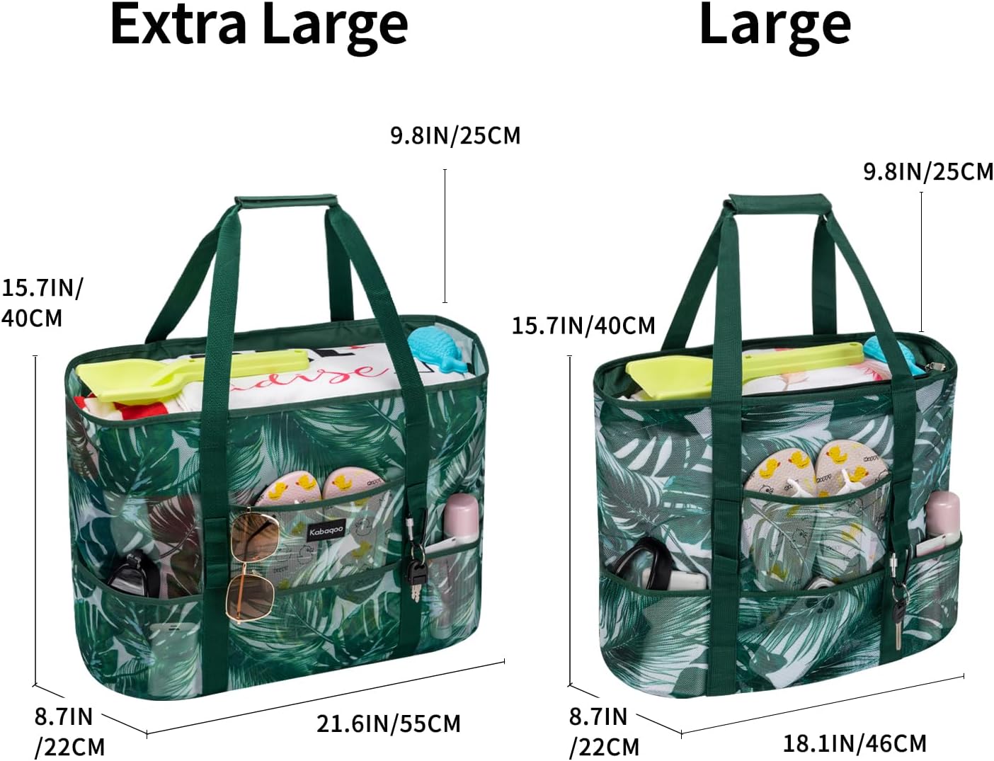 KABAQOO Mesh Beach Bag, Extra Large Beach Bags with 9 Pockets & Zipper Waterproof Lightweight Beach Tote for Beach/Pool Trip | Extra Large, 9 Pockets, Zipper, Waterproof, Lightweight, Beach/Pool Trip - Image 5