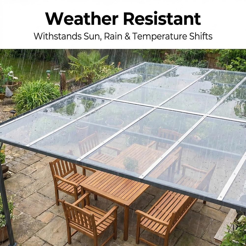 Láminas De Policarbonato para Invernaderos, 2mm Paneles para Cubiertas Exteriores Protección contra Los Rayos UV Resistentes A La Intemperie para Toldos De Terraza, Cobertizos(2.6x13.1ft)