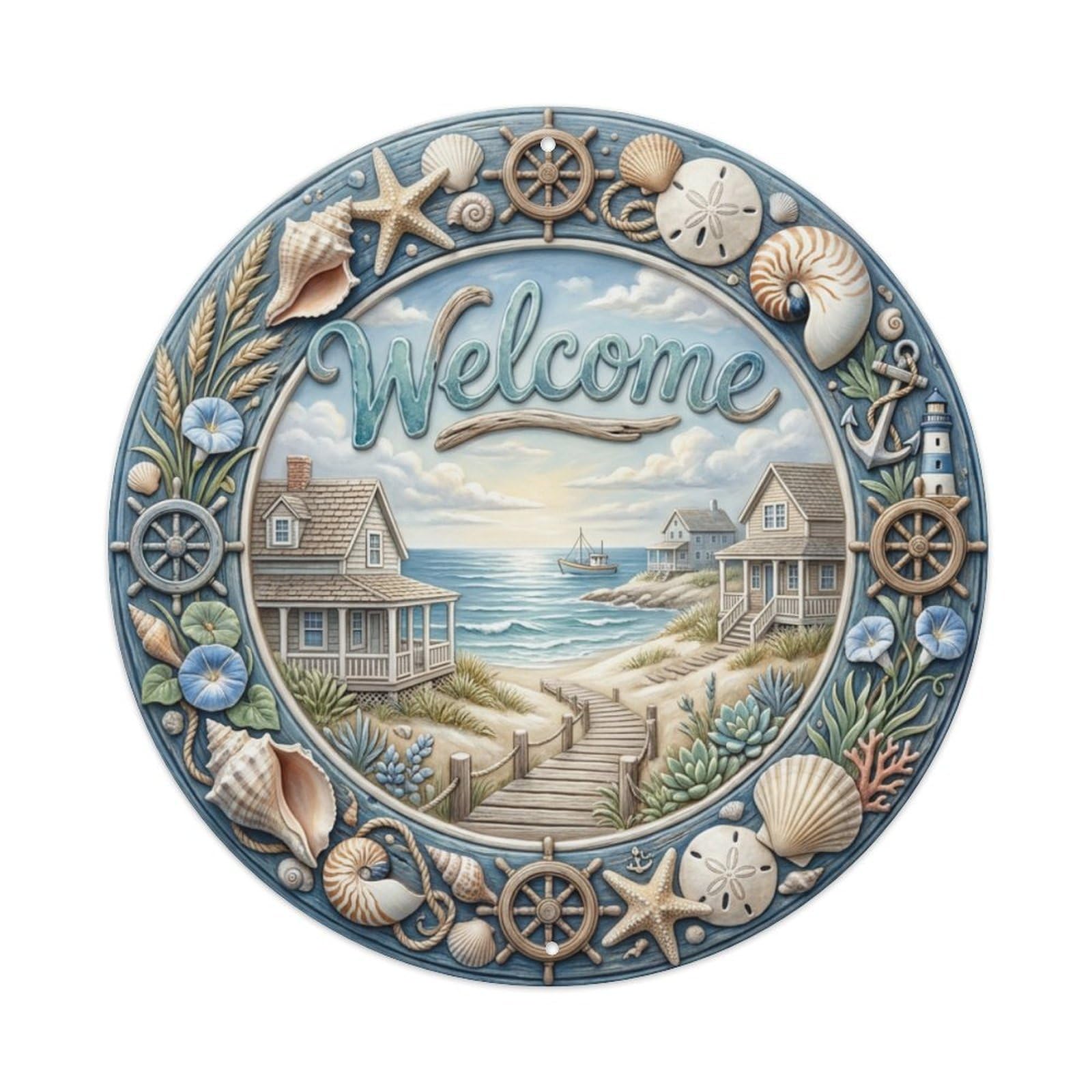Tgrcjimh Style Metal Tin Sign Seaside Welcome Coastal Living