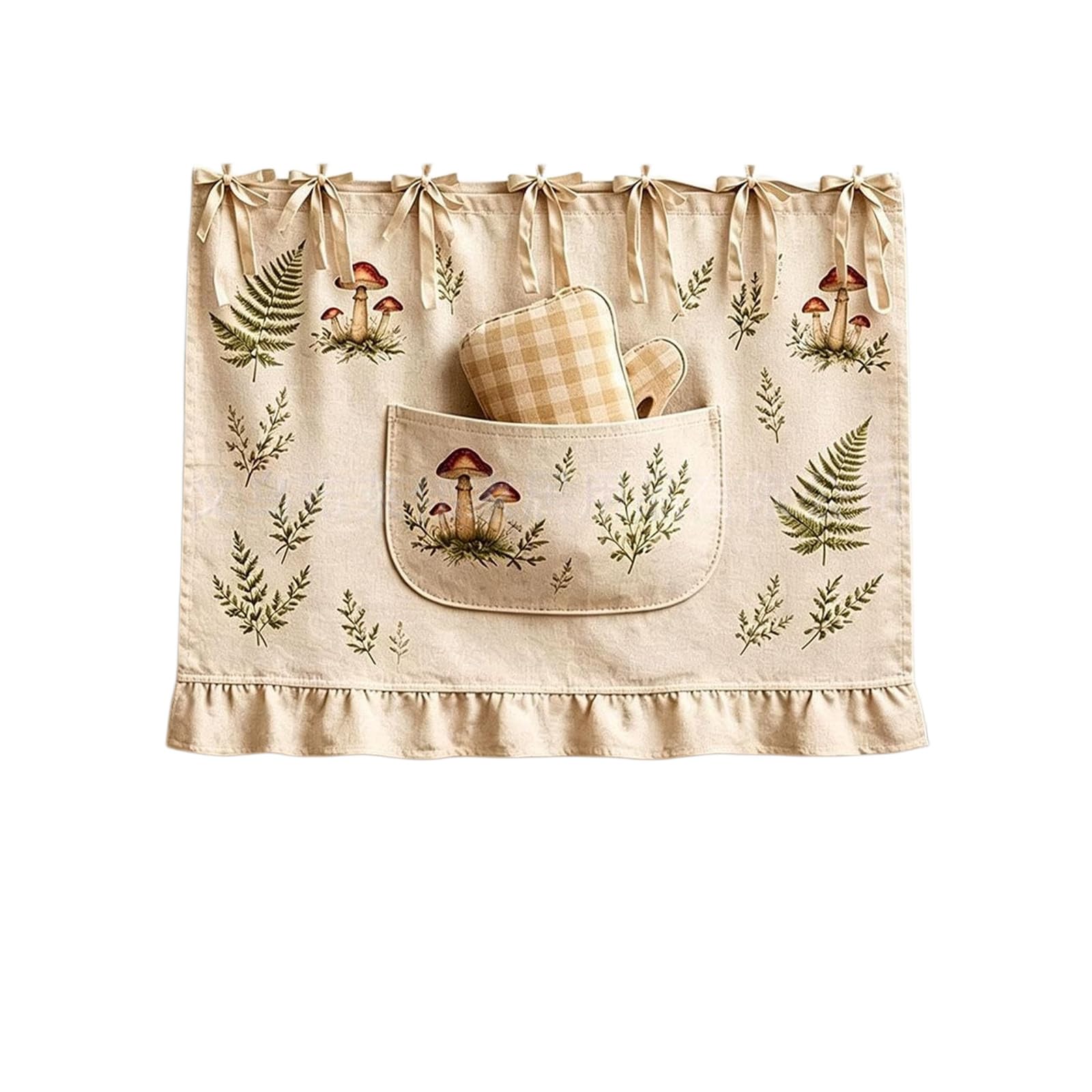 APGLSXY Functional Oven Door Cover Stove Skirt Curtain with Storage Pocket Adjustable Ribbon for Easy Installation on Appliances Dishwasher Curtain