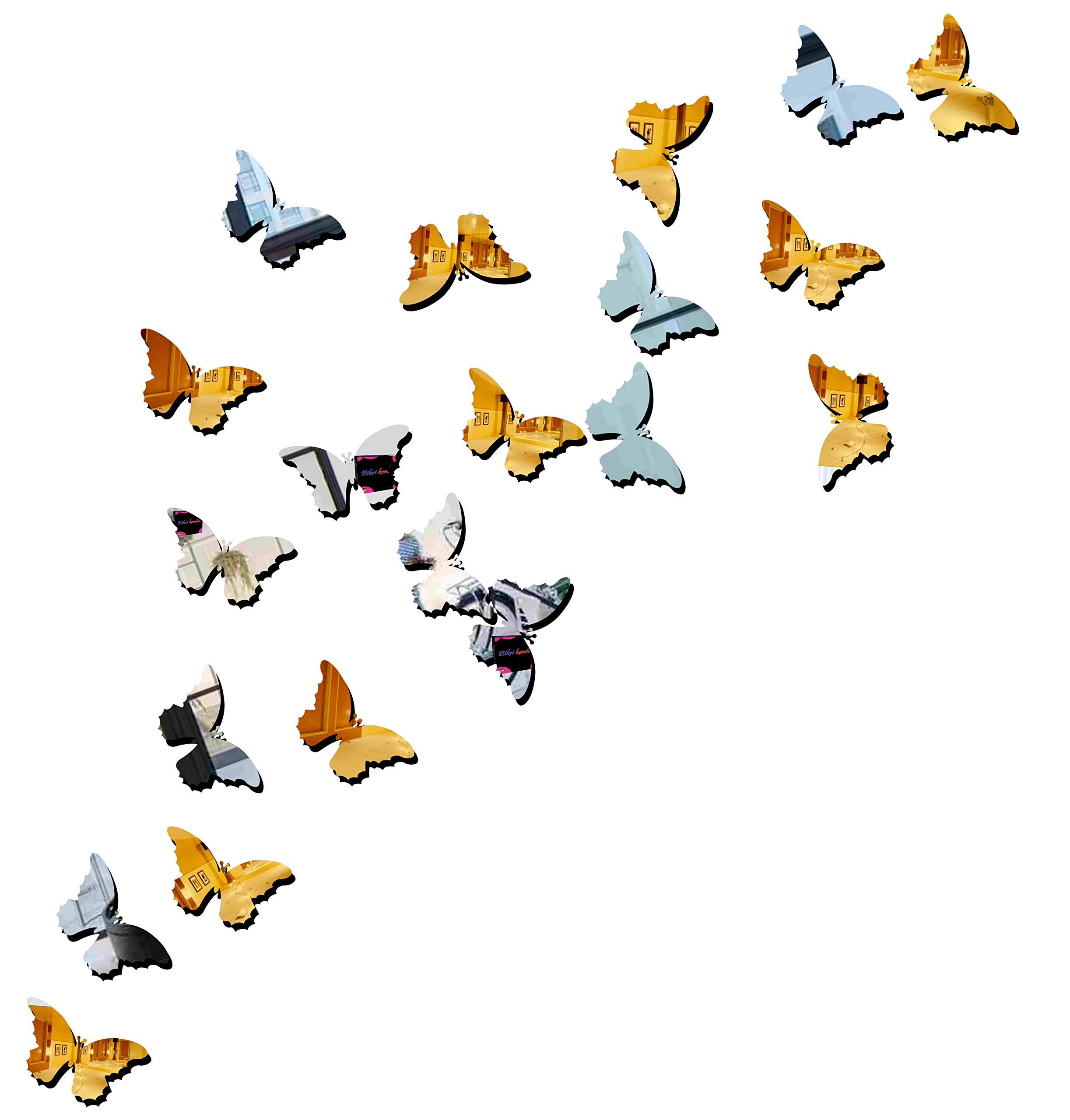 Bikri Kendra - Butterfly 20 Silver 20 Golden Decorative Mirror Stickers for Wall, Wall Mirror Stickers, 3D Acrylic Stickers Wall Stickers for Hall Room, Bed Room, Kitchen Living Room Kids Room. (B071WCRV7S) Amazon Price History, Amazon Price Tracker