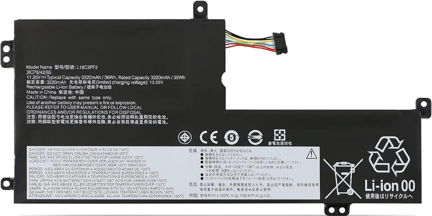 Batterie d&rsquo;ordinateur portable L18C3PF2 pour Lenovo Ideapad L340-15API L340-15IWL L340-17API L340-17IWL L3-15IML05 Ideapad L340-15API L340-15IWL Touch Series 5B10W67 198L 18L3PF1 L18D3PF1 L18M3PF2 36Wh