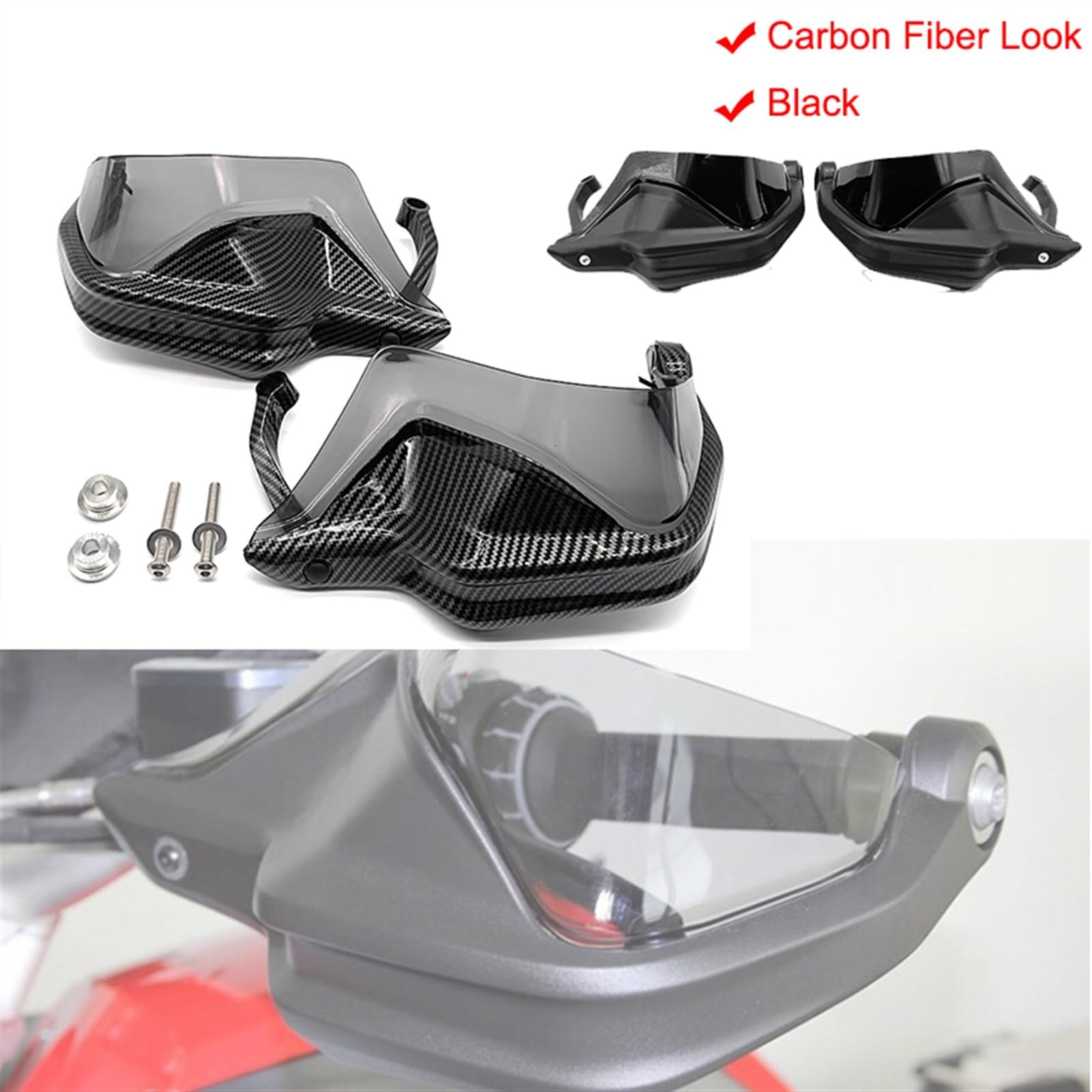 Paramani in Carbonio Scudo Protezione della Mano Parabrezza per BMW R 1250 GS R1250GS Adventure 2019-2023 Black