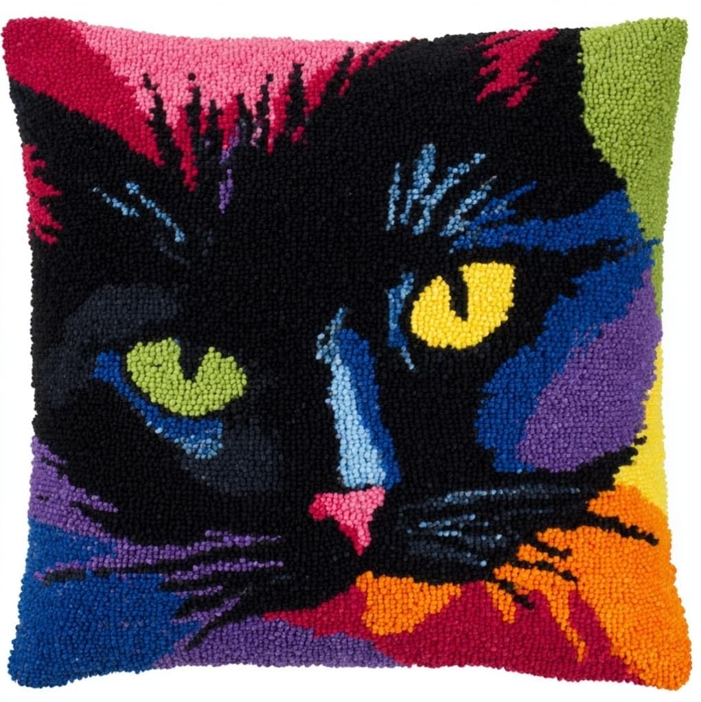 Henypt 43x43cm Latch Hook Cushion Making Kit,Animal