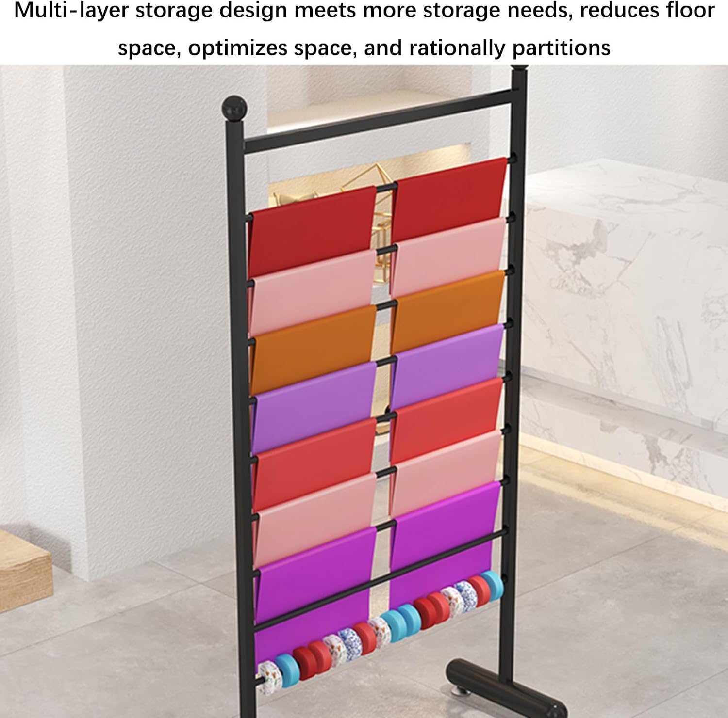 Scarf Organizers, Industrial Design Garment Rack, Clothes Store Retail Display Racks, Multifunctional Scarves Pants Ties Shawls Blanket Accessories Storage Hanger ( Color : Black , Size : 70x40x158CM/