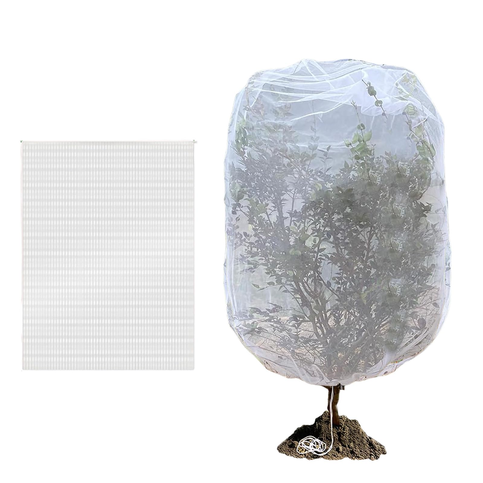 XQMMGO Fruit Tree Netting, Fine Mesh Bird Barrier with Drawstring, Large Plant Protection Cover for Blueberry Bush, Tomato, Strawberry, Breathable Garden Cage (1.2x1.8m)
