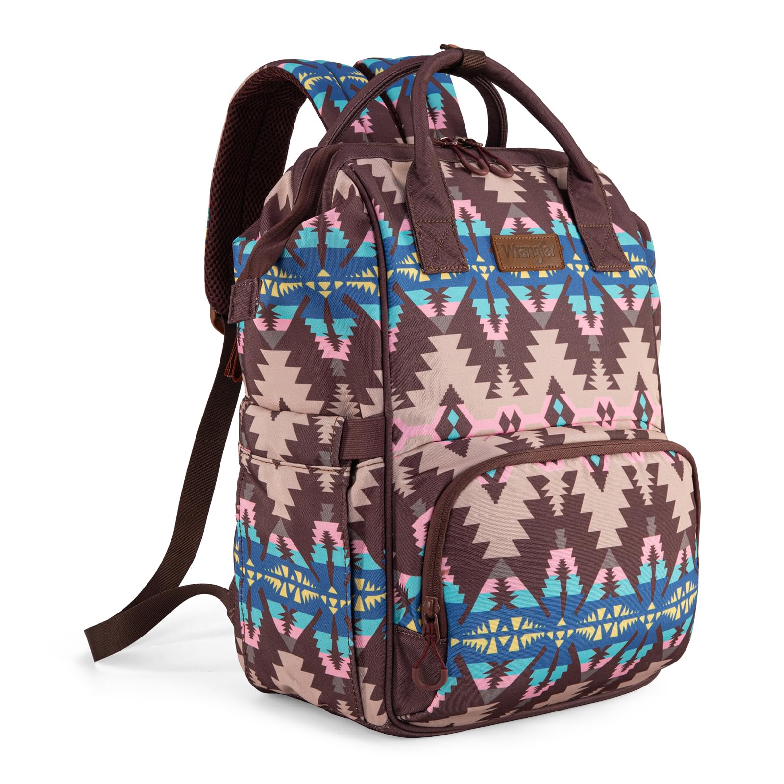 Wrangler Aztec Backpack, Organized Daypack, Travel Baby Bag with Stroller Strap and Side Bottle Pockets-image-8