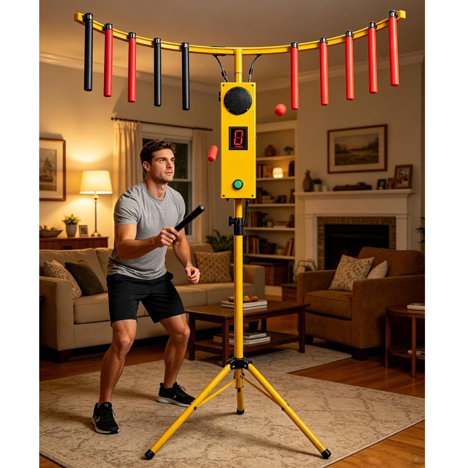 Ddzjtpp Yellow Hand Eye Coordination Training Catching Stick Game,Reflex Arcade Stick Game Machine,Catching Stick Arcade Game 3 Challenge Modes,10 Reaction Speeds And 6 Difficulty For Family