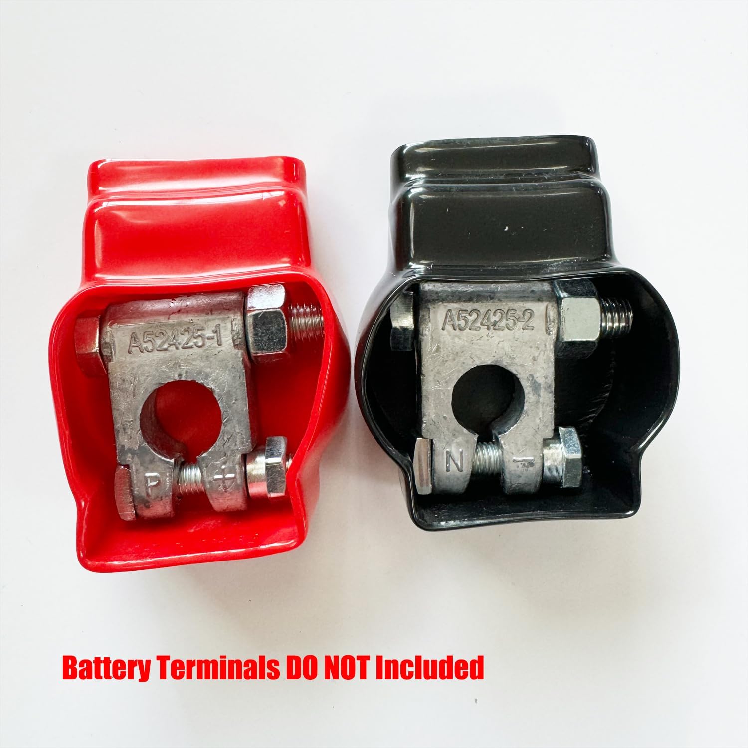 Ampper Top Post Flexible Military Spec Battery Terminal Cover, Battery Terminal Clamp Insulator Protector W/Washers for Car, Vehicle, RV and Boat (1 Pair)