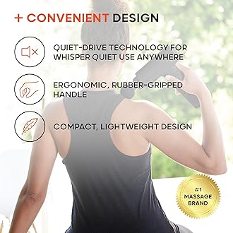 Sharper Image® Powerboost® [2023 Amazon Exclusive] Deep Tissue Massage Gun, 5 Attachments, Quiet Motor, Ergonomic Grip, 6-Speed Lightweight Percussion Massager, Full Body Muscle Recovery & Pain Relief